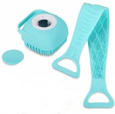 TrustShip Silicone Body Scrubbers Brush With Silicone Bath Belt Combo Offer |Use in Shower, Silicone Massage Exfoliating Bath Brush With Soap Dispenser, Deep Cleaning, Reusable Loofa for Men Women Kids | Silicon Body Bath Brush, Silicone Soft Bath Body Brush with Shampoo Dispenser - Skin Massage Bru