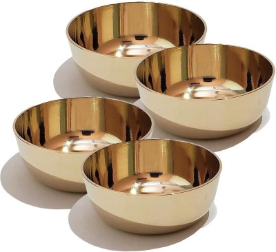 Rolimoli Brass Dessert Bowl Brass Puja Katori (Gold) Brass Decorative Bowl (Gold, Pack of 4 )(Pack of 4, Gold)