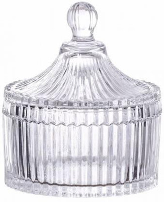 escora Glass Dessert Bowl Glass Bowl with Lid Multipurpose Decorative Serving Candy(Pack of 1, Clear)