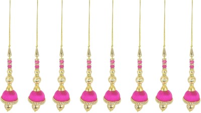 De-Ultimate (8 Pcs Set) Fancy Designer Multi-Purpose Women's Ethnic Work Hanging Latkan Tassels Craft Material for Sarees Lehenga Suits Blouses Skirts Kurtis Designing Embellishment and Decoration Brooch(Pink, Gold)