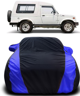MoTRoX Car Cover For Maruti Suzuki Gypsy MG-410 (With Mirror Pockets)(Black, Blue)