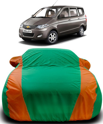 MoTRoX Car Cover For Chevrolet Enjoy (With Mirror Pockets)(Green, Orange)