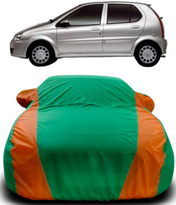 APNEK Car Cover For Tata Indica V2 (With Mirror Pockets)(Green, Orange)