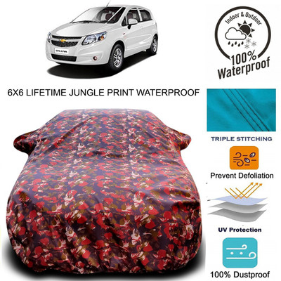 Gavya Car Cover For Chevrolet UVA (With Mirror Pockets)(Red, Green)