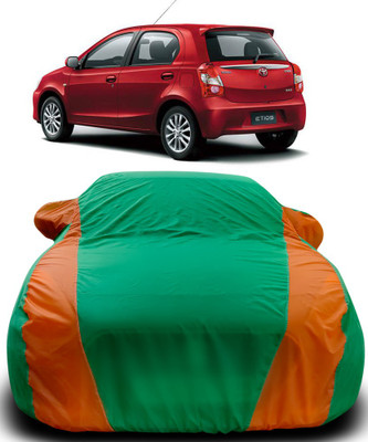 APNEK Car Cover For Toyota Etios Liva (With Mirror Pockets)(Green, Orange)