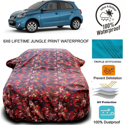 THE REAL ARV Car Cover For Nissan Micra (With Mirror Pockets)(Multicolor)