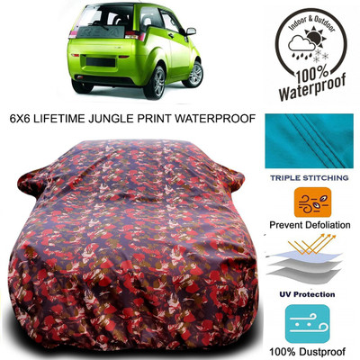 THE REAL ARV Car Cover For Mahindra Reva (With Mirror Pockets)(Red, Green)