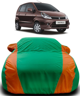NUMBOR ONE Car Cover For Maruti Suzuki Zen Estilo (With Mirror Pockets)(Green, Orange)