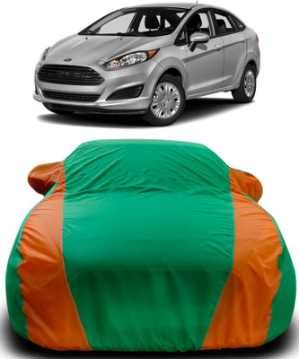 MoTRoX Car Cover For Ford Fiesta Sport (With Mirror Pockets)(Green, Orange)