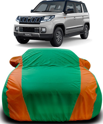 APNEK Car Cover For Mahindra TUV300 (With Mirror Pockets)(Green, Orange)