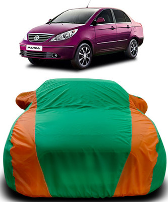 NUMBOR ONE Car Cover For Tata Manza (With Mirror Pockets)(Green, Orange)