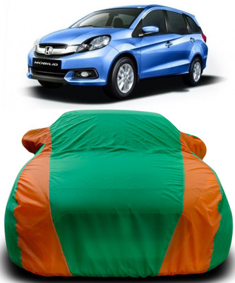 NUMBOR ONE Car Cover For Honda Mobilio (With Mirror Pockets)(Green, Orange)