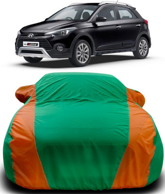 MoTRoX Car Cover For Hyundai i20 Active (With Mirror Pockets)(Green, Orange)