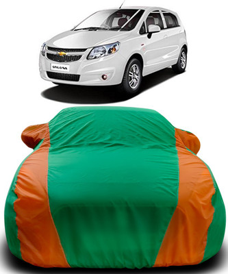 Gavya Car Cover For Chevrolet UVA (With Mirror Pockets)(Green, Orange)