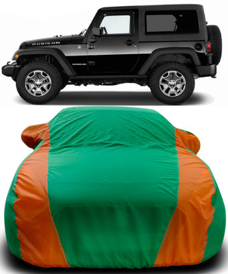 MoTRoX Car Cover For Mahindra Thar (With Mirror Pockets)(Green, Orange)