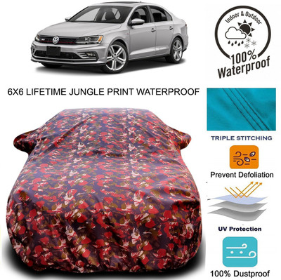 THE REAL ARV Car Cover For Volkswagen Jetta (With Mirror Pockets)(Red, Green)