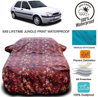 MoTRoX Car Cover For Ford Fiesta Old (With Mirror Pockets)(Red, Green)