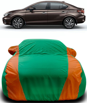 MoTRoX Car Cover For Honda City ZX (With Mirror Pockets)(Green, Orange)