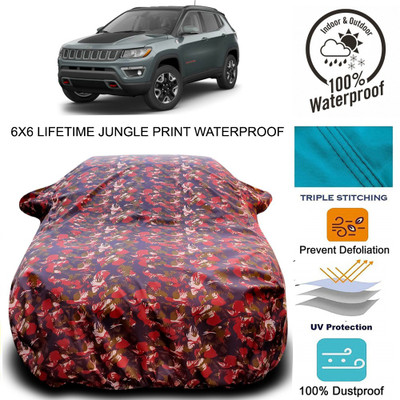 Gavya Car Cover For Jeep Jeep (With Mirror Pockets)(Red, Green)