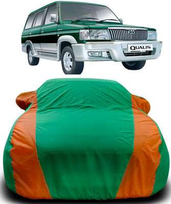 MoTRoX Car Cover For Toyota Qualis (With Mirror Pockets)(Green, Orange)