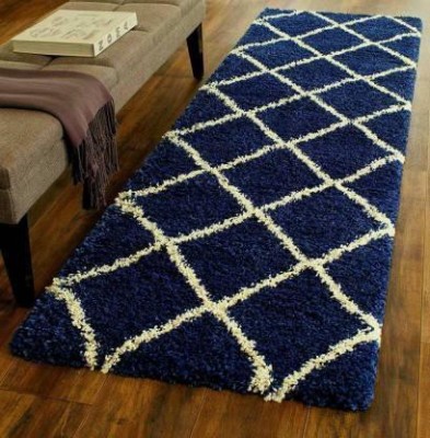 EDEN INDIA Blue Polyester Runner(2 ft,  X 5 ft, Rectangle)