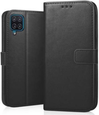 GoPerfect Flip Cover for Samsung Galaxy A12 M12 F12 |Leather Finish Flip Cover|Inbuilt Stand & Inside Pockets(Black, Magnetic Case, Pack of: 1)