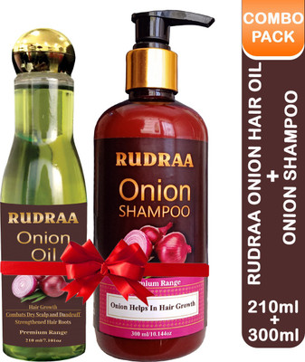 Rudraa Red onion Shampoo & Hair Oil with Onion Extract, Controls Hair Loss & Supports Healthy Hair Growth(2 Items in the set)