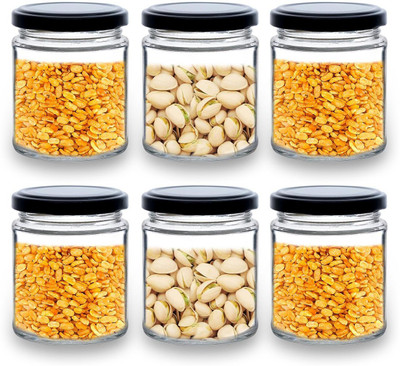 ShopGlobal Pack of 6 Glass Tea Coffee & Sugar Container - 190 ml Clear