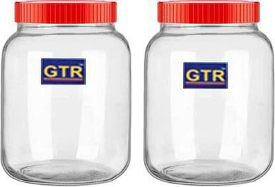 GTR Glass Grocery Container  - 2000 ml(Pack of 2, Clear)