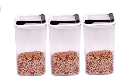 AKR Plastic Grocery Container  - 3 L(Pack of 3, Black, White)