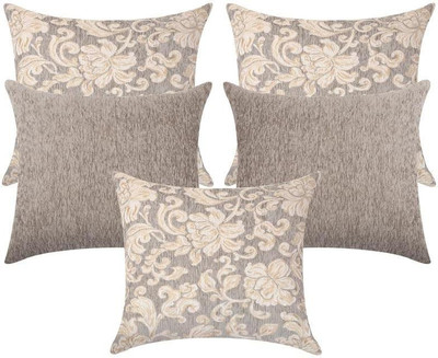 AZZARRO Jacquard Cushions Cover(40 cm*40 cm, Pack of 5, Beige)