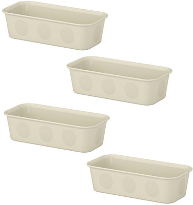IKEA 4 Compartments Polypropylene plastic Storage Organiser(Beige)