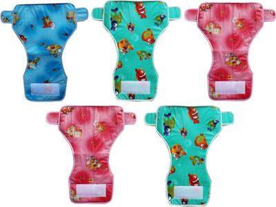 Kidsify Reusable Baby Diaper Towel with Waterproof Plastic New Born Adjustable Size(Set of 5) - M(5 Pieces)