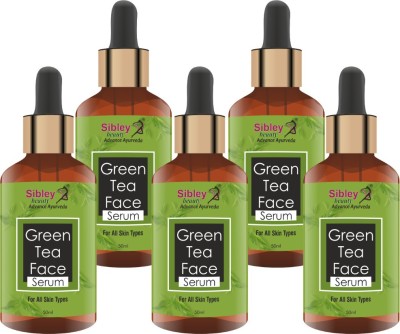 Sibley Beauty Green Tea Face Serum Anti Wrinkle Face Serum For Wrinkle Green Tea Aloe vera Narikela Olive Jojoba Laljar Argon Rosemary Vitamin E (5 x 50ml)(250 ml)