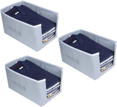 ShubhKraft Garments Organizer Shirt Stacker For Clothes Cloths Kurtis Jeans Top'S Trouser T-Shirt & Shirts Wardrobe Organizer(Grey)