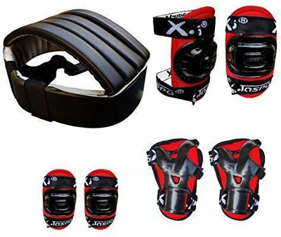 Jaspo Secure skating protective bundle for age group up to 14 years Skating Guard Combo(Red)