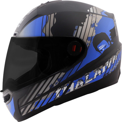 Steelbird SBA-1 Thalaiva Full Face ISI Certified Helmet Fitted Clear Visor and Extra Visor Motorbike Helmet(Matt Black Blue with Smoke Visor)
