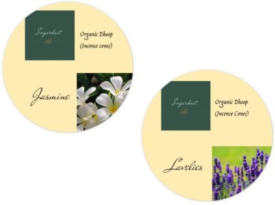 Sugardust Organic Incense Cones | Jasmine & Lavender | Dhoop batti (16 Cones of each fragnance) (4.5cm Height 1.5cm Thick) jasmine, lavender(32, Set of 1)
