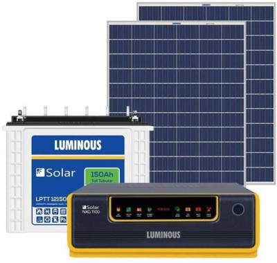 LUMINOUS NXG1100 + LPTT12150H 150Ah 1No + 160Watts Solar Panel 2No (Poly) Luminous NXG1100 + LPTT12150H 150Ah 1No + 165Watts Solar Panel 2No (Poly) Pure Sine Wave Inverter