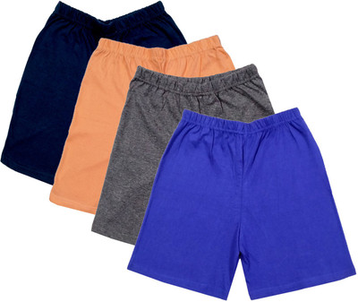 IndiWeaves Short For Girls Casual Solid Cotton Blend(Multicolor, Pack of 4)