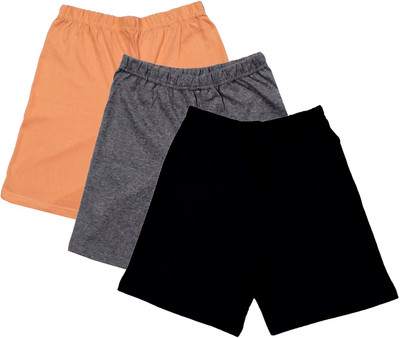 IndiWeaves Short For Girls Casual Solid Cotton Blend(Multicolor, Pack of 3)
