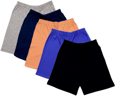 IndiWeaves Short For Girls Casual Solid Cotton Blend(Multicolor, Pack of 5)