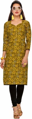 Jevi Prints Women Paisley Straight Kurta(Gold)