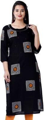 Jevi Prints Women Printed Straight Kurta(Gold, Black)