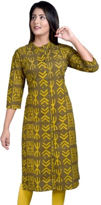 Jevi Prints Women Printed Straight Kurta(Brown)