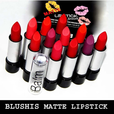 BLUSHIS High Defination Multicolour matte Lipstick Non Transfer Combo Pack of 12(multicolour, 43 g)
