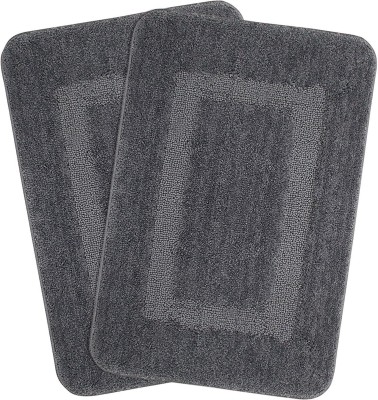 SPSON'S HANDLOOM Microfiber Bathroom Mat(Grey, Large, Pack of 2)