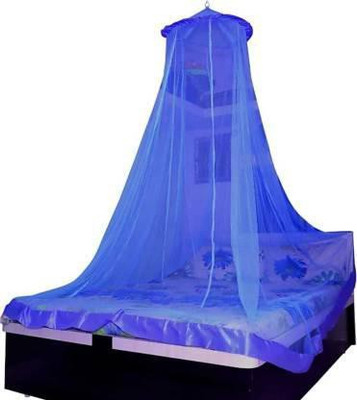 shree sales Nylon Adults Washable Nylon Adults DOUBLE BED ROUND BLUE (7x7) 14mtr square Mosquito Net (Blue) Mosquito Net(Blue, Ceiling Hung)
