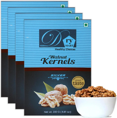 Dry.Mart Kashmiri 1 KG Premium Fresh Walnut Kernels/Walnuts without Shell/Akhrot Giri, Healthy & Delightful, Used for Snacking, Ingredient for Recipes, Cuisines & Desserts, Vaccum Pack (250 GM*4) Walnuts(4 x 0.25 kg)