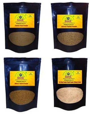 SSKE Cashew Powder 250 g / Almond Powder 250 g / Yellow Date Powder 250 g / Walnut Powder 250 g Cashews, Almonds, Dry Dates, Walnuts(4 x 250 g)